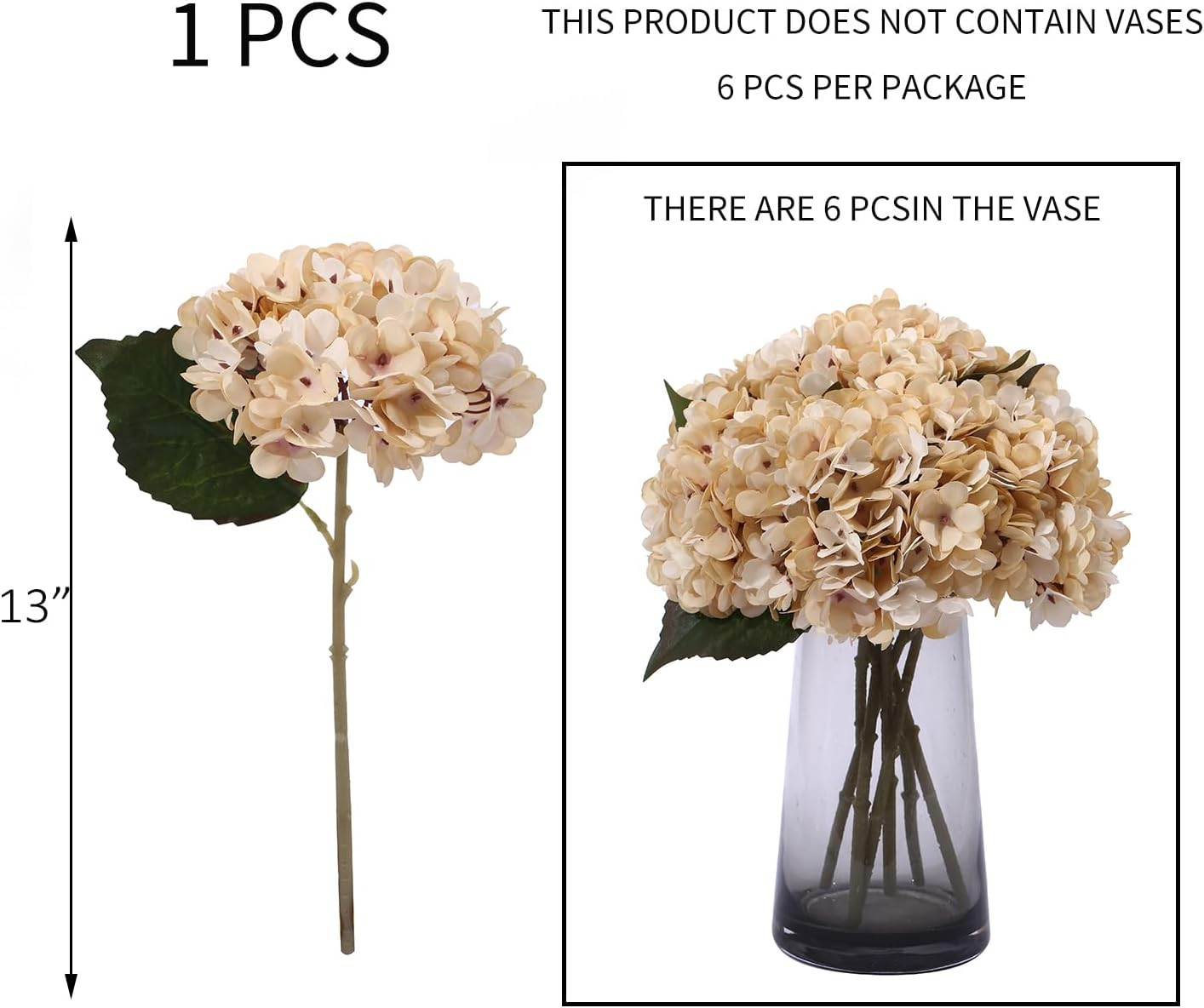 Kimura's Cabin 6pcs White Silk Hydrangea Flowers Bouquets Faux Hydrangea Stems for Home Wedding P... | Amazon (US)