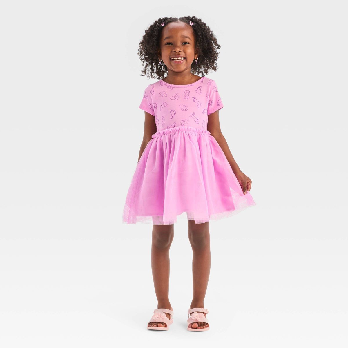 Toddler Girls' Bunny Tulle Dress - Cat & Jack™ Medium Lavender | Target