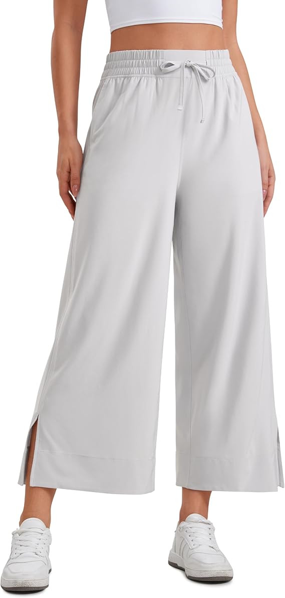 CRZ YOGA Lightweight Wide Leg Cropped Pants for Women 25" - Casual Travel Work Sweatpants Summer | Amazon (US)