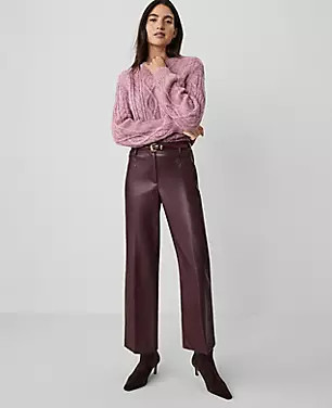 The Petite Straight Ankle Faux Leather Pant | Ann Taylor (US)