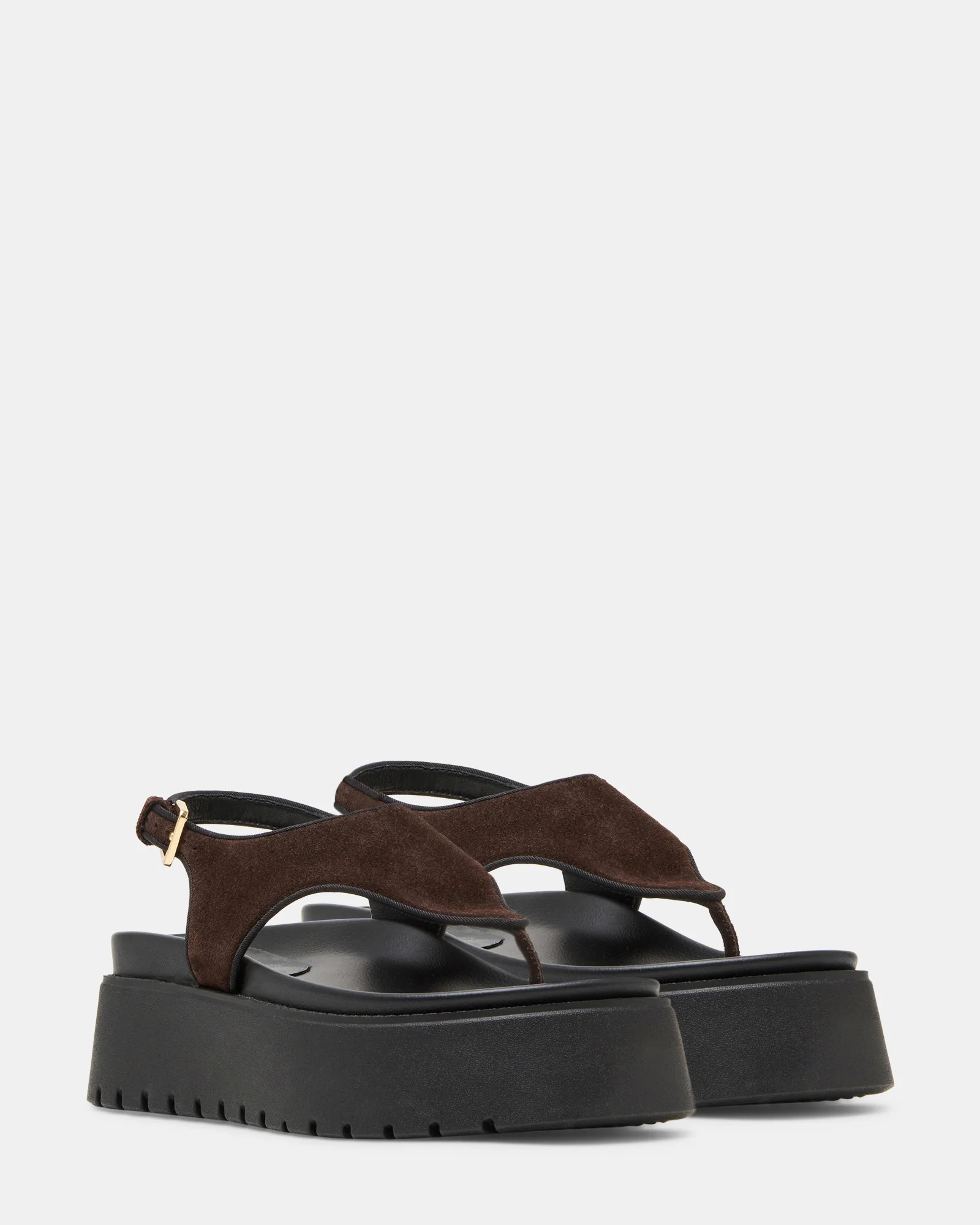 TABOR Brown Suede Thong Footbed Platform Women's Sandal | Steve Madden (US)
