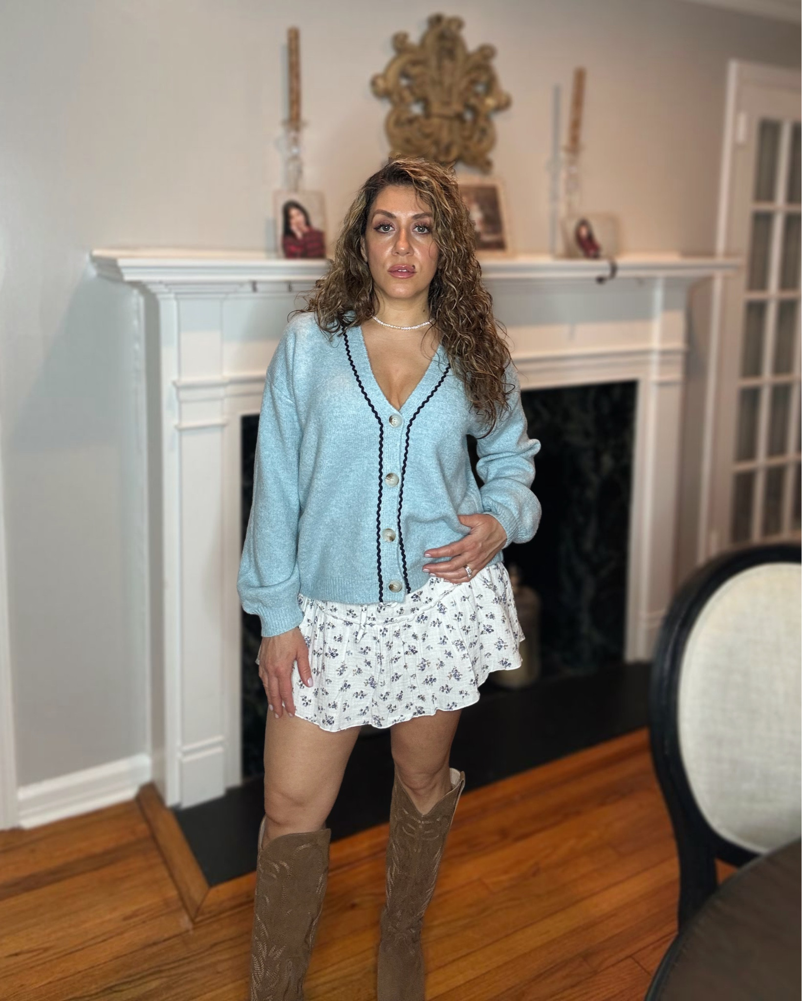 Spring is in the air🩵💙🌸
Ring in spring with a super-soft, light cardigan, flirty floral skirt and western boots because Spring in the northeast be like 🌞🌧️❄️☔️🌦️🌬️
Wearing a small in the cardigan and skirt. 
#ltkspring #springstyles #springfashion #casualchic

#LTKSpringSale #LTKStyleTip