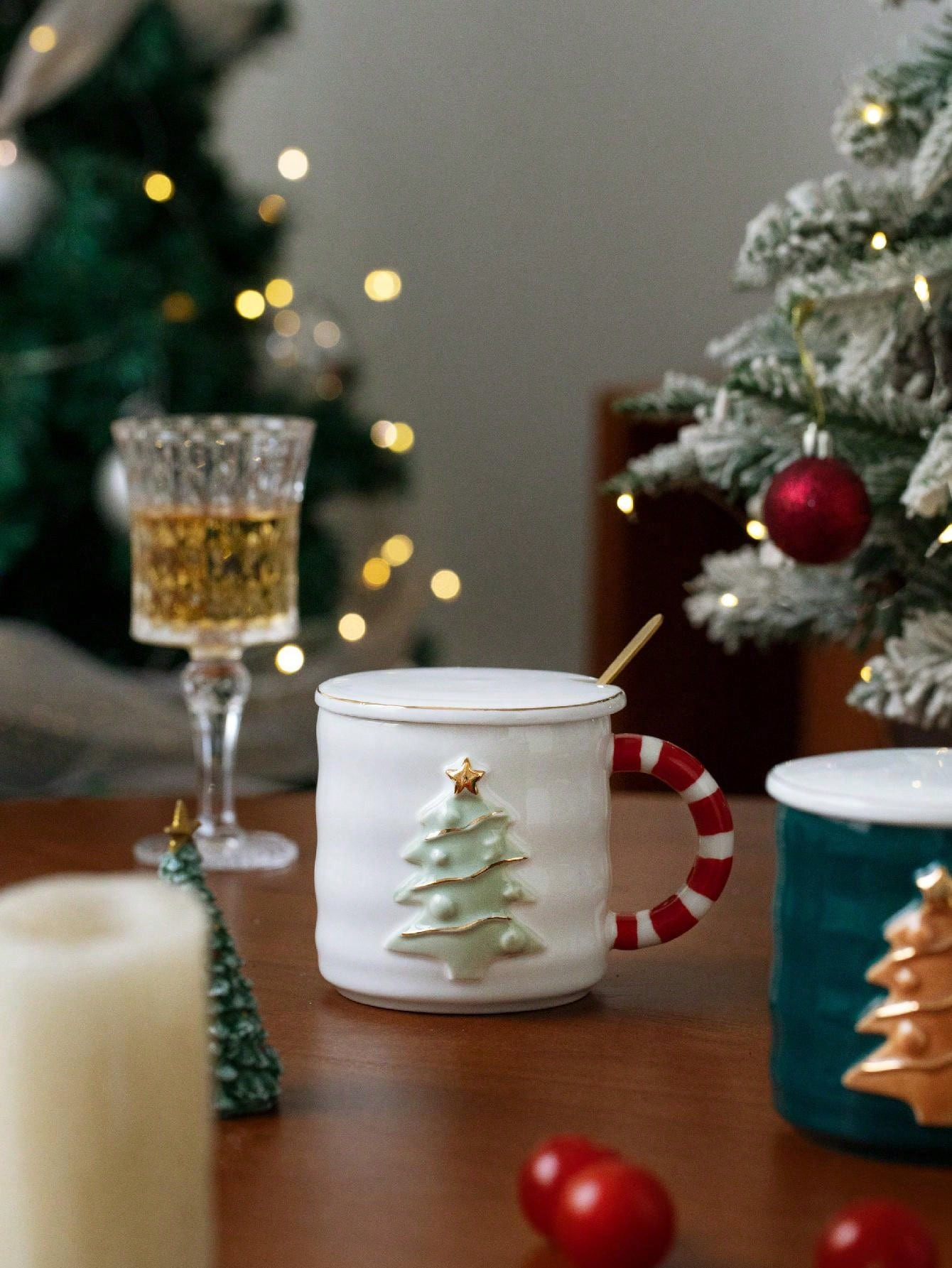 1 Pieza Taza De Navidad De 380 Ml Con Cuchara, Taza De Cerámica De Alta Calidad, Regalo Creativo... | SHEIN