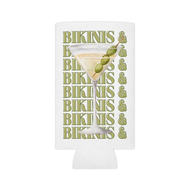 Bikinis and Martinis Can Cooler, Bachelorette Party Favor, Bach Decor - Etsy | Etsy (US)