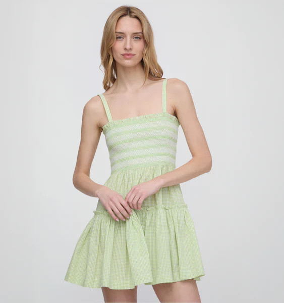 The Seraphina Mini Nap Dress - Lime Gingham | Hill House Home US