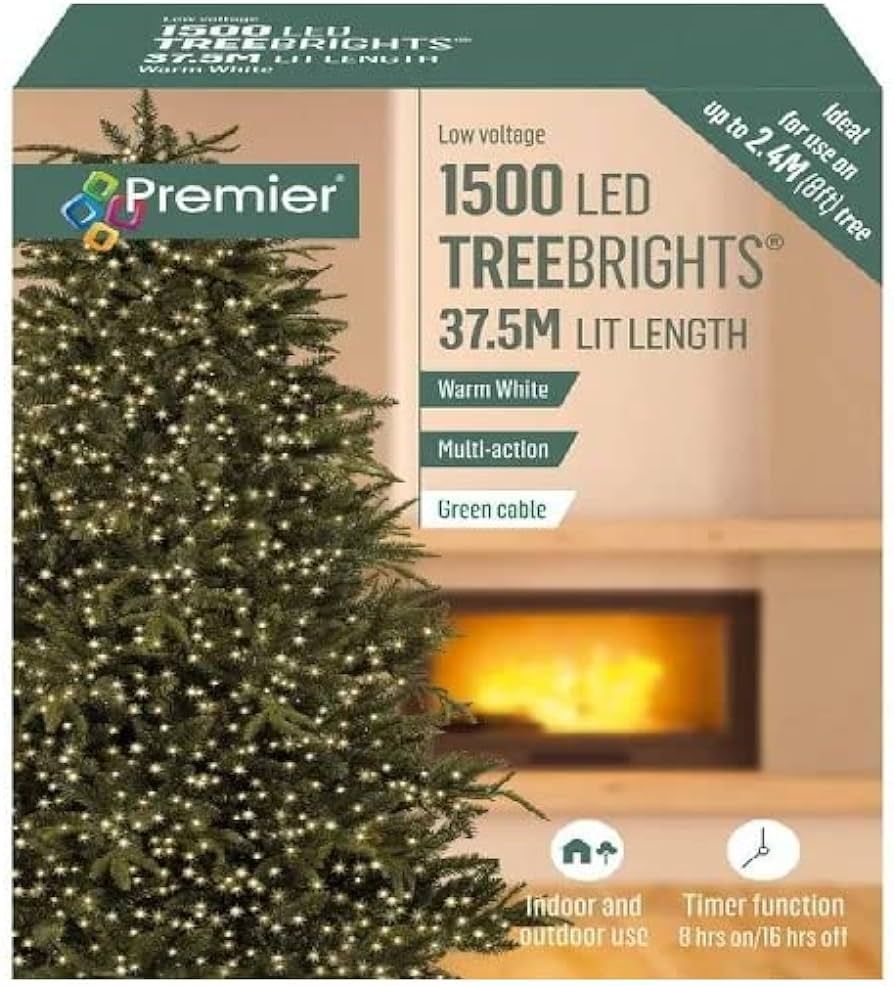 Premier Decorations - 1500 Multi Action TreeBrights LED Lights with Timer - Warm White, JNS_44723... | Amazon (UK)