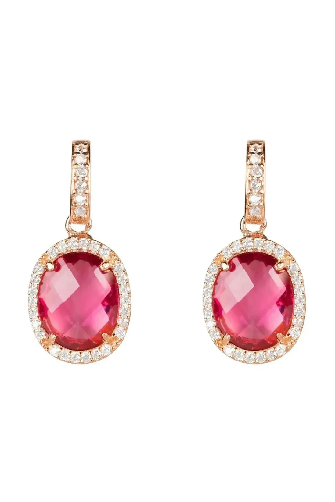 Latelita Beatrice Oval Gemstone Drop Earrings Rose Gold Pink Tourmaline | Debenhams | Debenhams UK