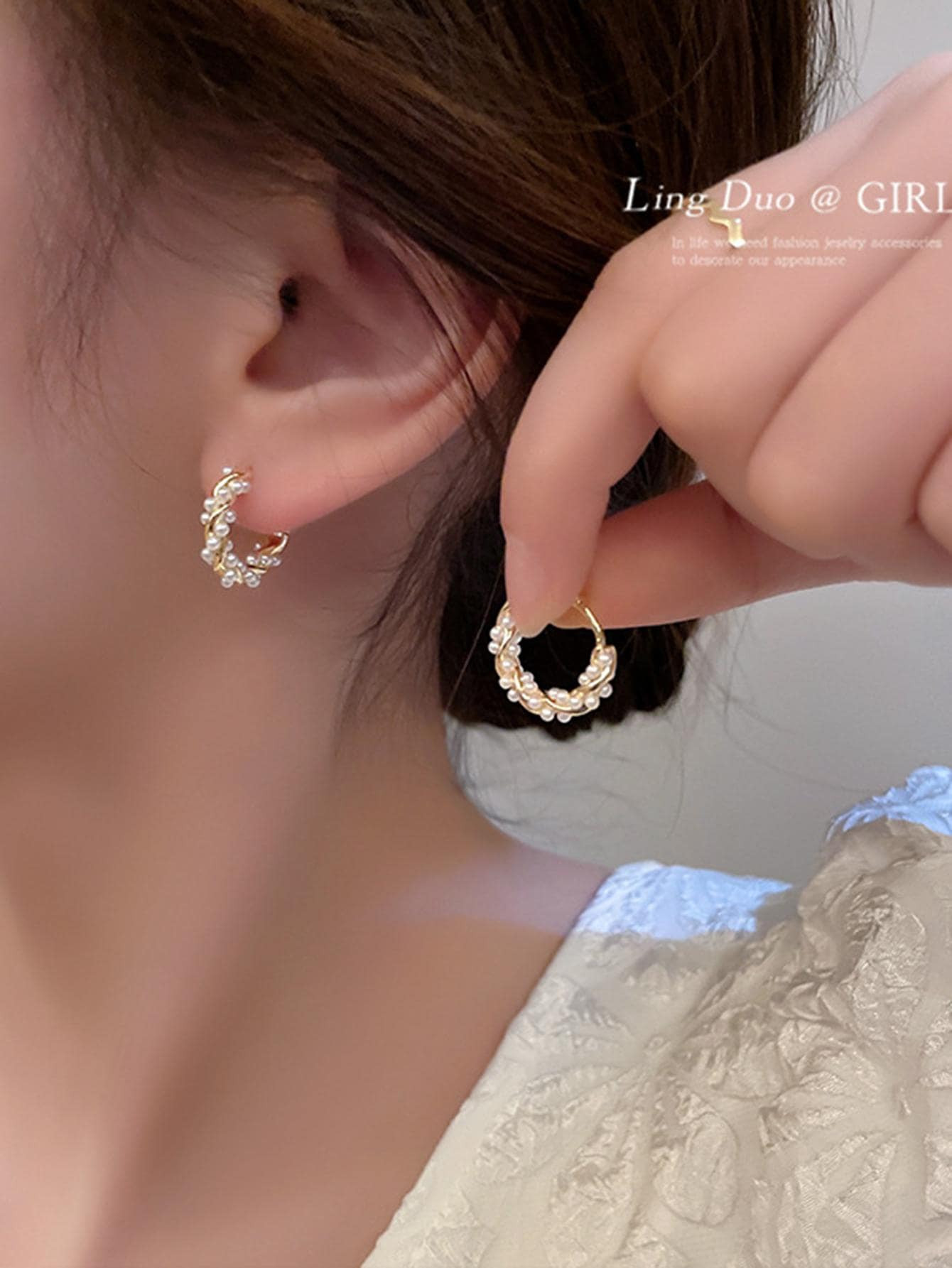 1pair Copper Alloy Luxurious Chic Circle & Pearl Earrings For Women | SHEIN