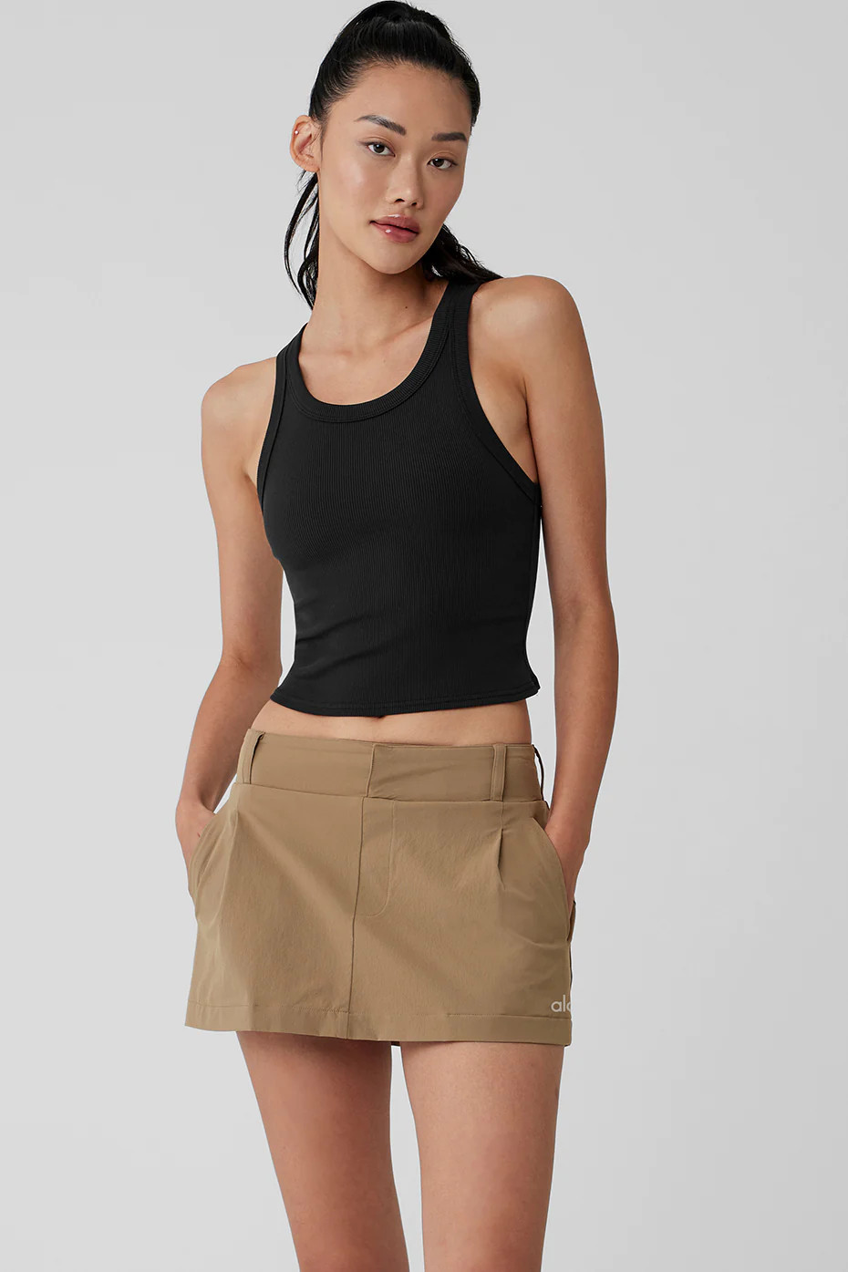 ALO | Goddess Ribbed Go-To Tank Top in Black, Size: Large | Alo Yoga