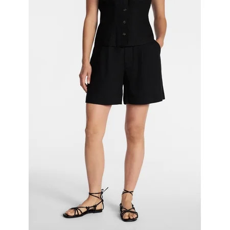 Time and Tru Women s Linen Blend Shorts 5 Inseam Sizes XS-XXXL | Walmart (US)