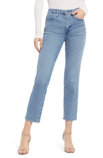 Good American Straight Split Pocket Skinny Jeans in Blue449 at Nordstrom Rack, Size 20 | Nordstrom Rack