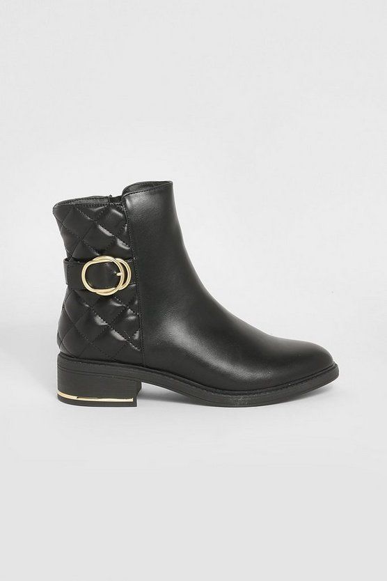 Quilted Buckle Detail Chelsea Boots | Boohoo.com (US & CA)