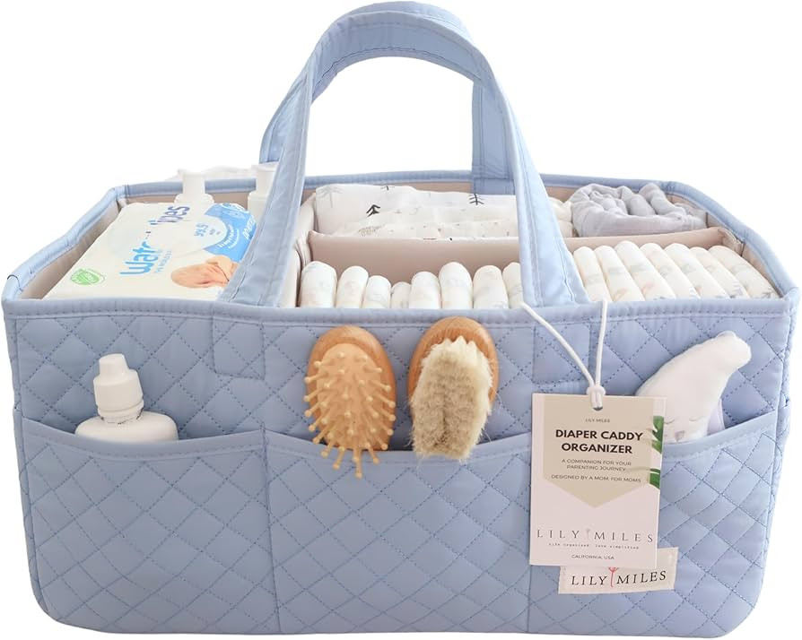 Lily Miles Baby Diaper Caddy Organizer, Quilted Nursery Storage Organizer for Newborn Essentials ... | Amazon (US)