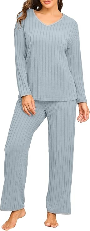 PrinStory Womens Pajamas Set Fall and Winter Ladies Pjs Long Sleeve 2 Piece Pajama Lounge Sets | Amazon (US)