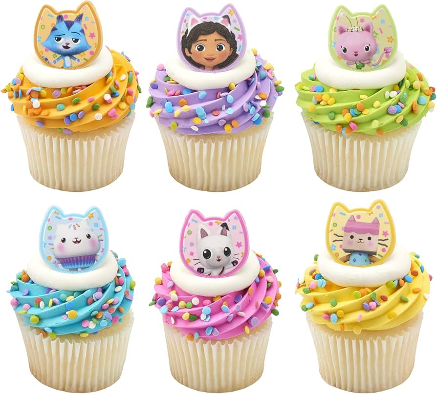DecoPac DreamWorks Gabby's Dollhouse Rings, 72 Cupcake Decorations Featuring Gabby, Pandy Paws, I... | Amazon (US)