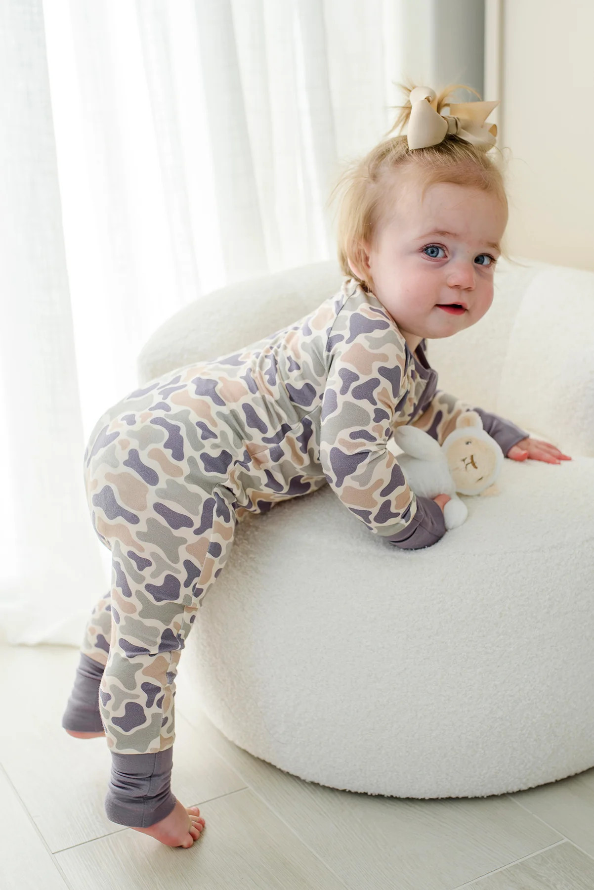 Convertible Bamboo Zip Romper | Camo Cutie | Caden Lane