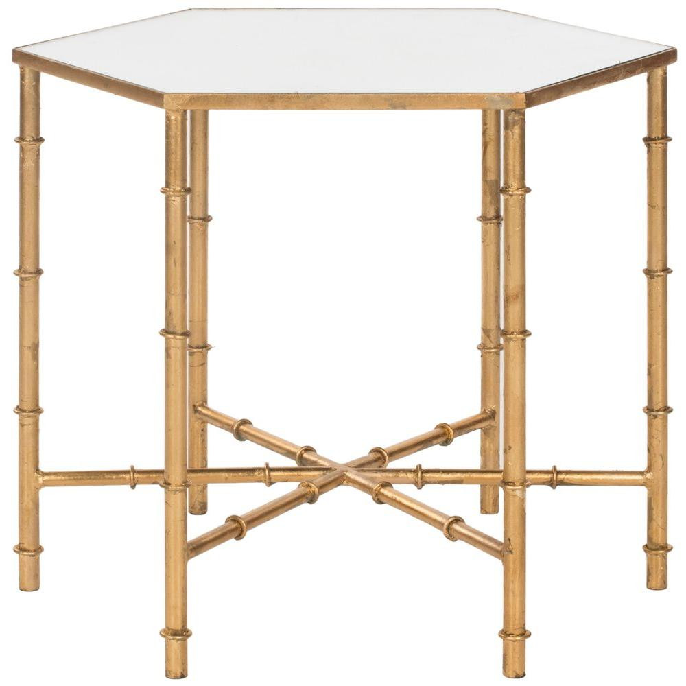 Kerri Gold Mirrored Top End Table | The Home Depot