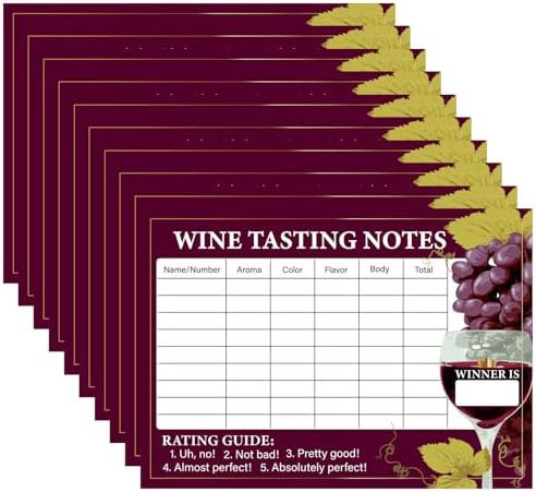 30pcs Wine Tasting Scorecards, Blind Tasting Note Sheets Rating Score Card Vintage Essentials for... | Amazon (US)
