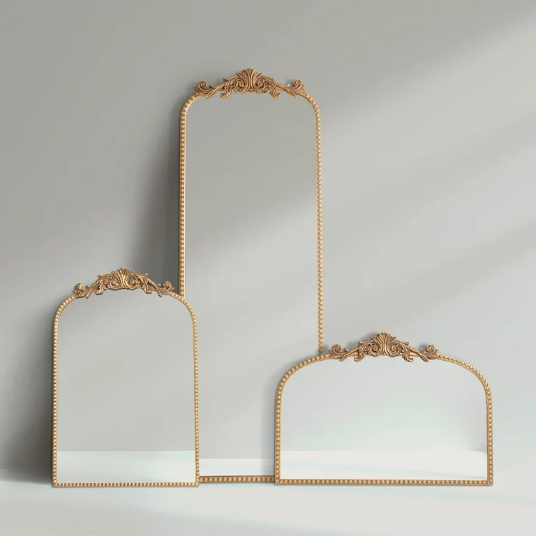 20" x 30" Filigree Arch Metal Wall Mirror Decor in Gold | Walmart (US)
