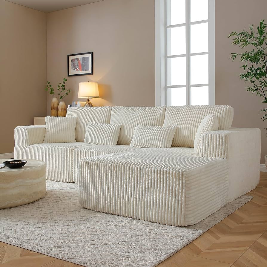 HYJT-H&K Modular Sectional Sofa Cloud Sectional Couch, 107" Comfy Fluffy L Shaped White Couches f... | Amazon (US)