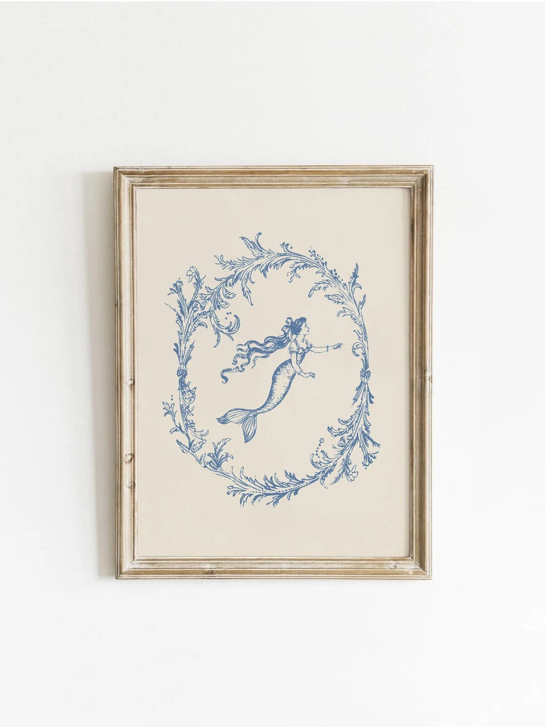 Blue Coquette Mermaid Printable, Vintage Nautical Gallery Wall Art, Coastal Aesthetic, Antique Wa... | Etsy (US)