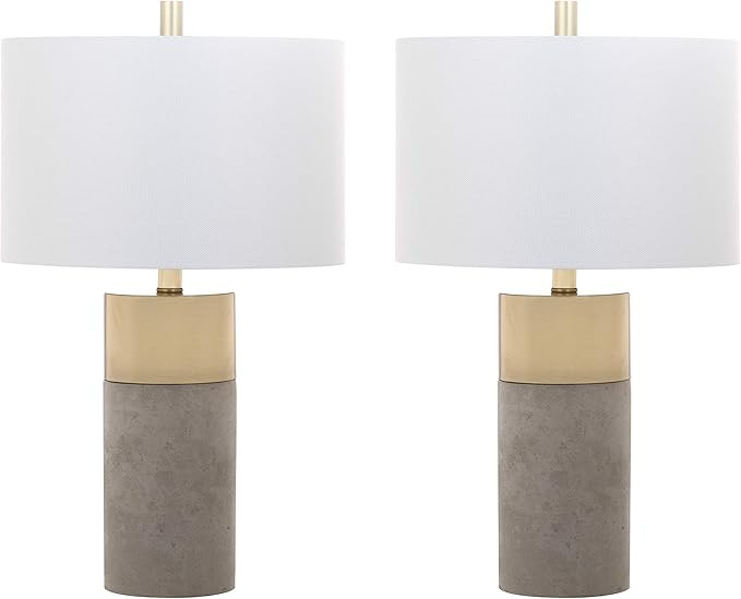 SAFAVIEH Lighting Collection Oliver Modern Contemporary Farmhouse Grey Concrete/ Gold Bedroom Liv... | Amazon (US)