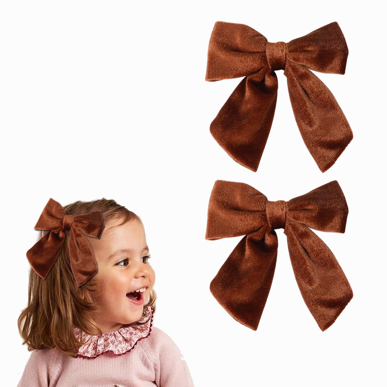 Hand-made Velvet Hair Bows Alligator Clips Hair Accessories for Little Teen Toddler Girls Kids Se... | Amazon (US)