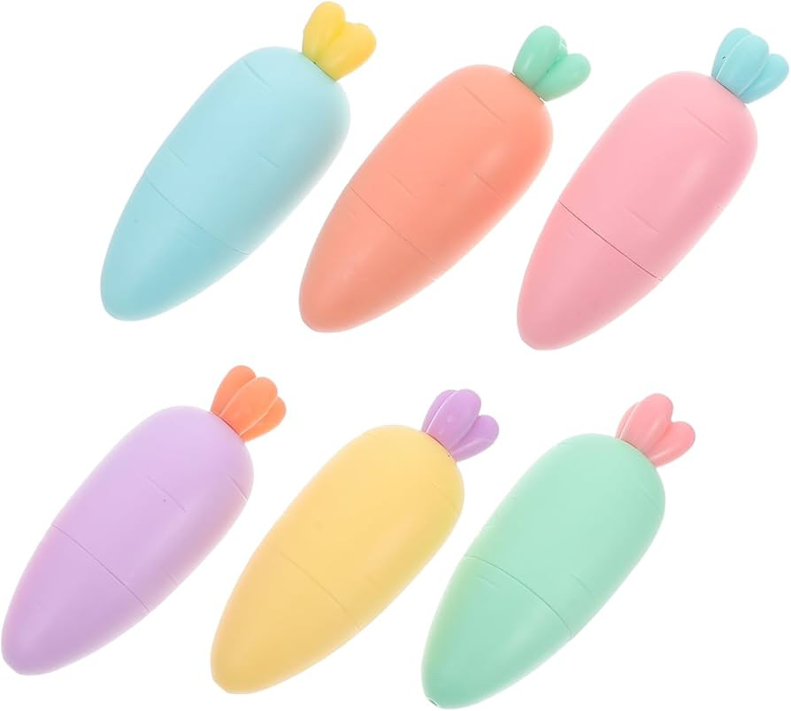 6pcs Carrot Highlighter Multicolor Highlighters Cute Highlighters Highlighters Pens No Bleed Mult... | Amazon (US)