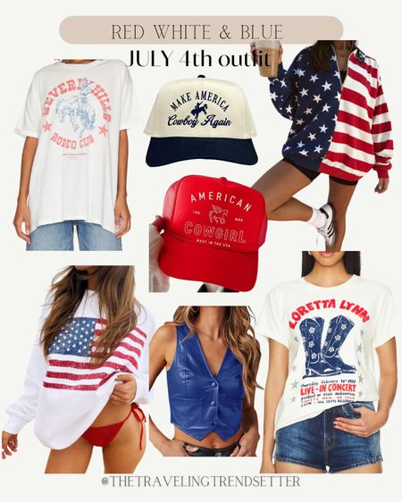 Red white and blue, July 4, memorial day, Labor Day, show me your moo, revolve, hats, vest, sweatshirt, T-shirts, holiday, music festival, America, USA 

#LTKFindsUnder100 #LTKSeasonal #LTKGiftGuide