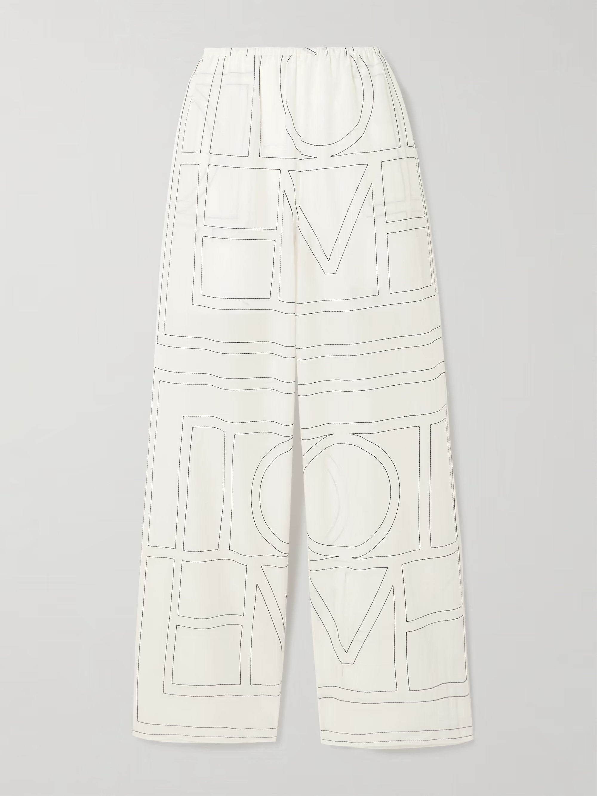Embroidered organic cotton and silk-blend wide-leg pants | NET-A-PORTER APAC