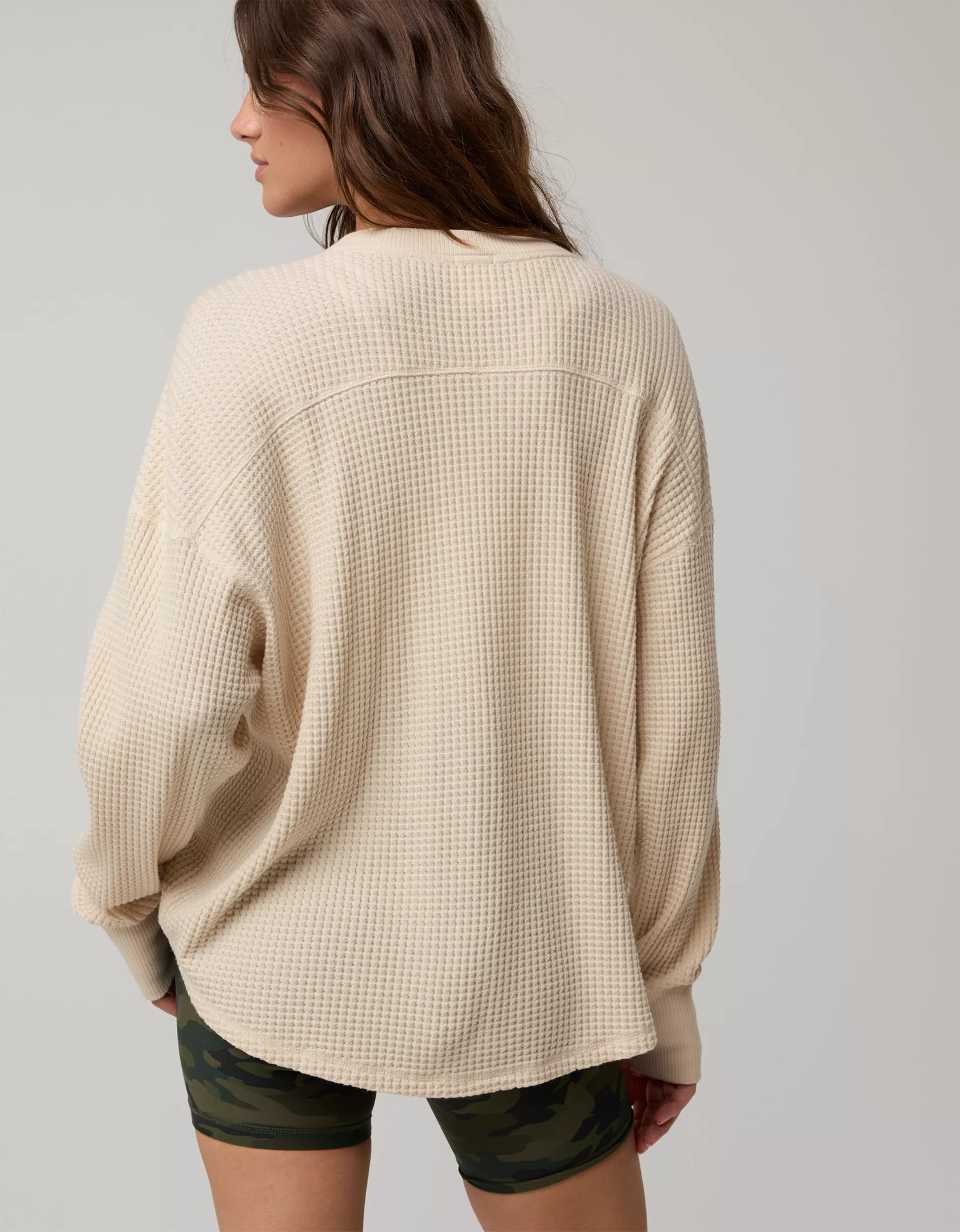 OFFLINE By Aerie Wow! Waffle Notch Neck Long Sleeve T-Shirt | Aerie