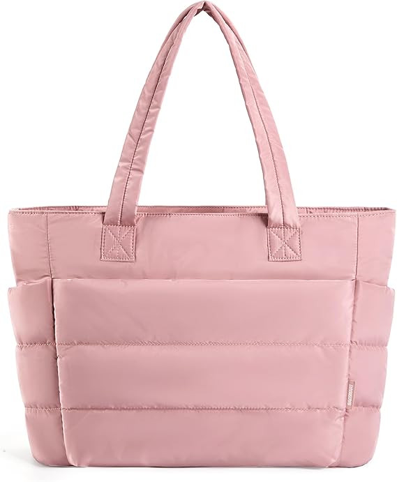 BAGSMART Tote Bag for Women, Lightweight Puffy Tote Bag with Compartments, Quilted Shoulder Bag H... | Amazon (US)