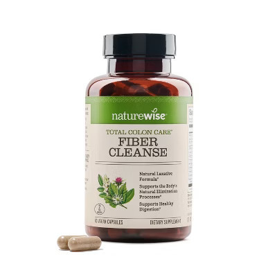 NatureWise Total Colon Care Fiber Cleanse - Natural Laxative Blend - Prebiotics, & Enzymes for Regularity, Digestion, Gut Health  60 Capsules | Target