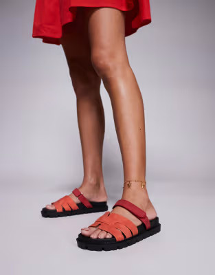 Simmi London Adelle mule sandals with strap in orange | ASOS | ASOS (Global)