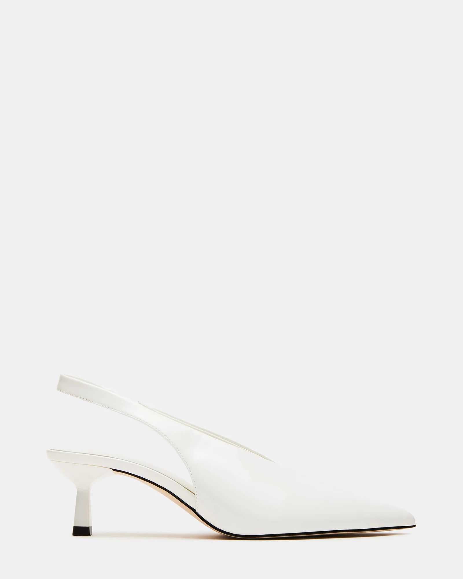 MONROE White Patent Slingback Pointed Toe Kitten Heel | Women's Heels | Steve Madden (US)