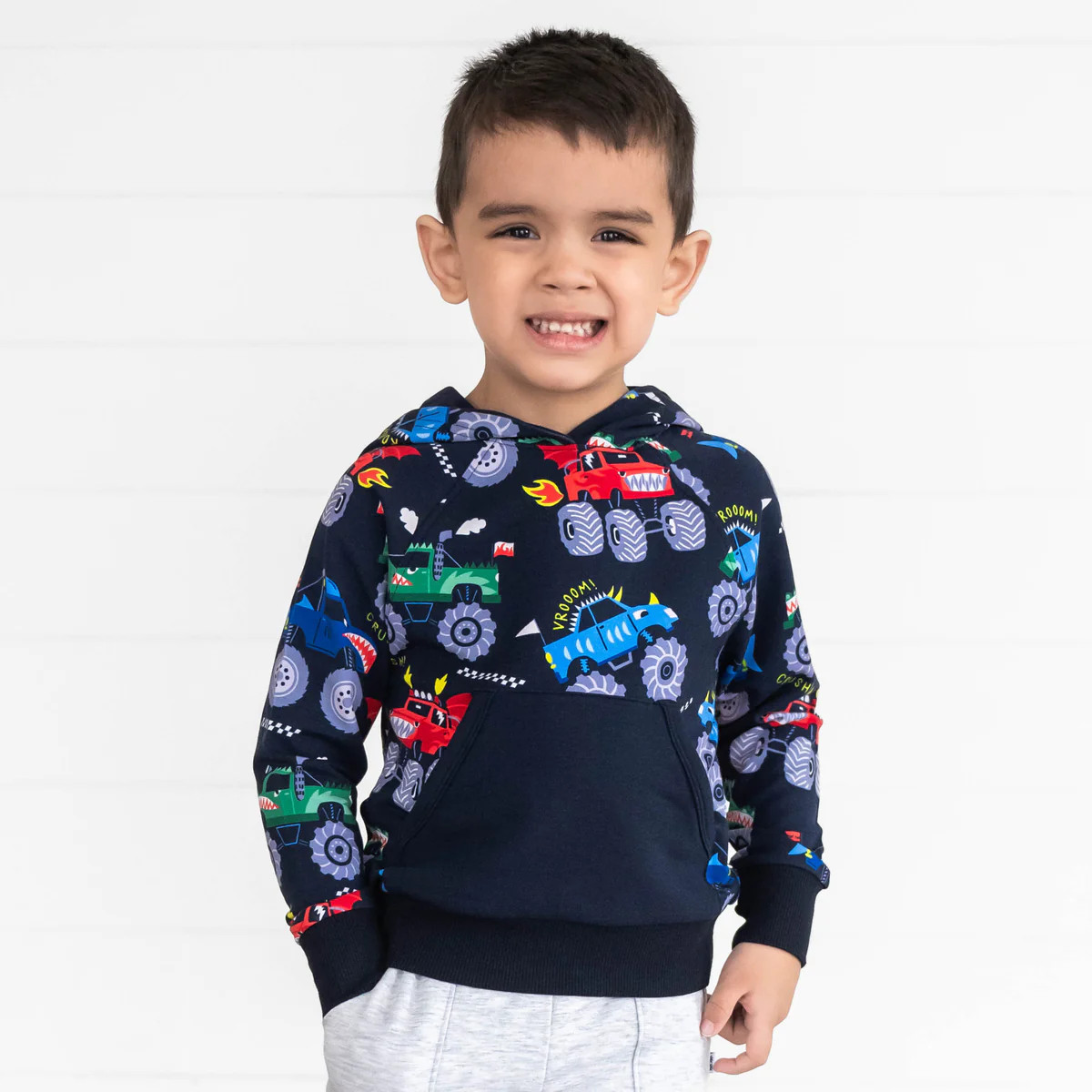 Monster Truck Madness Pullover Hoodie | Little Sleepies