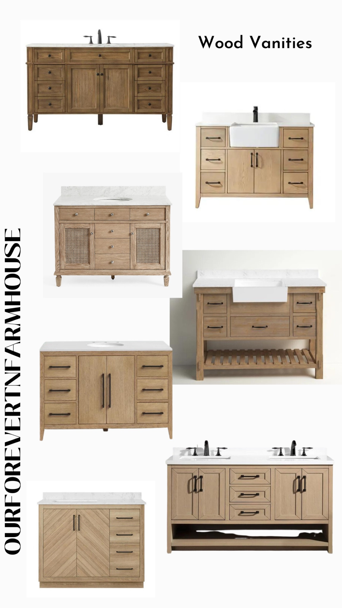 Wood vanities.  Come in different sizes.  Great alternatives to custom made vanities. 

#LTKhome