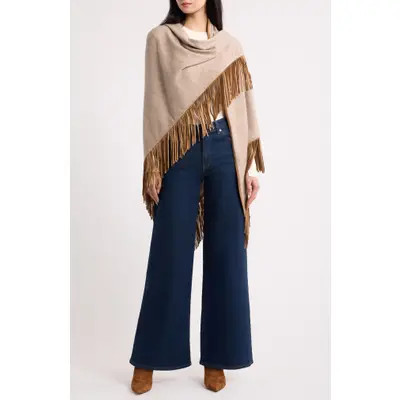La Fiorentina Wrap with Fringe in Oatmeal/camel at Nordstrom | Nordstrom