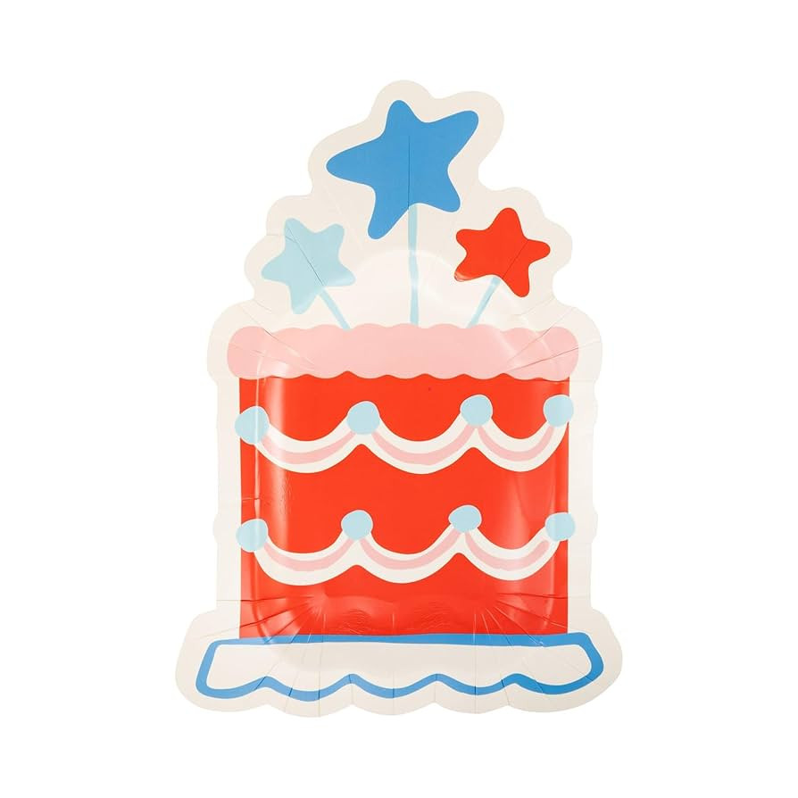 My Mind's Eye Patriotic Cake Shaped Paper Plates, 11 x 8 inches, Red White Blue Stars Design, 8 C... | Amazon (US)