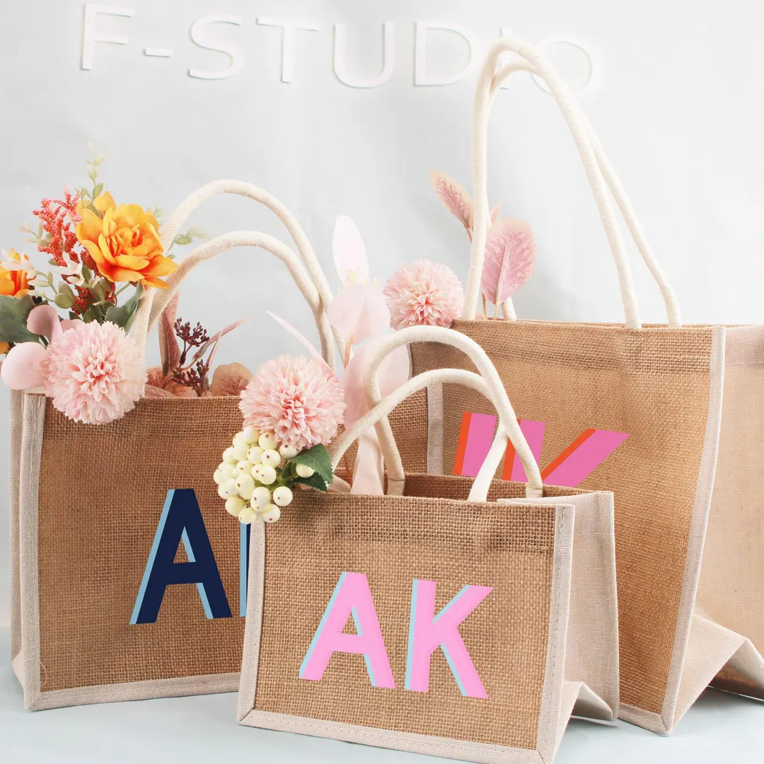 Personalized Bridal Gift Tote,shadow Monogram Beach Jute Bag,bridesmaid Gift,bridal Party Bag,cus... | Etsy (US)
