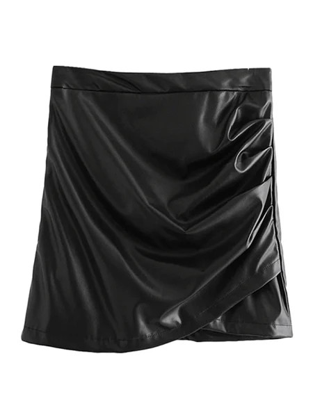 'Molly' Faux Leather Ruched Mini Skirt (2 Colors) | Goodnight Macaroon