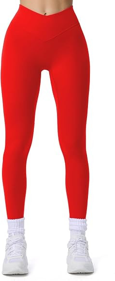 Aoxjox Workout Leggings for Women Tummy Control Athletic Gym Running Vanity V Waist Hidden Scrunc... | Amazon (US)