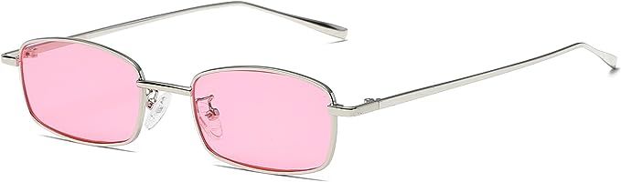 FEISEDY Vintage Slender Square Sunglasses Retro Small Metal Frame Candy Colors B2295 | Amazon (US)