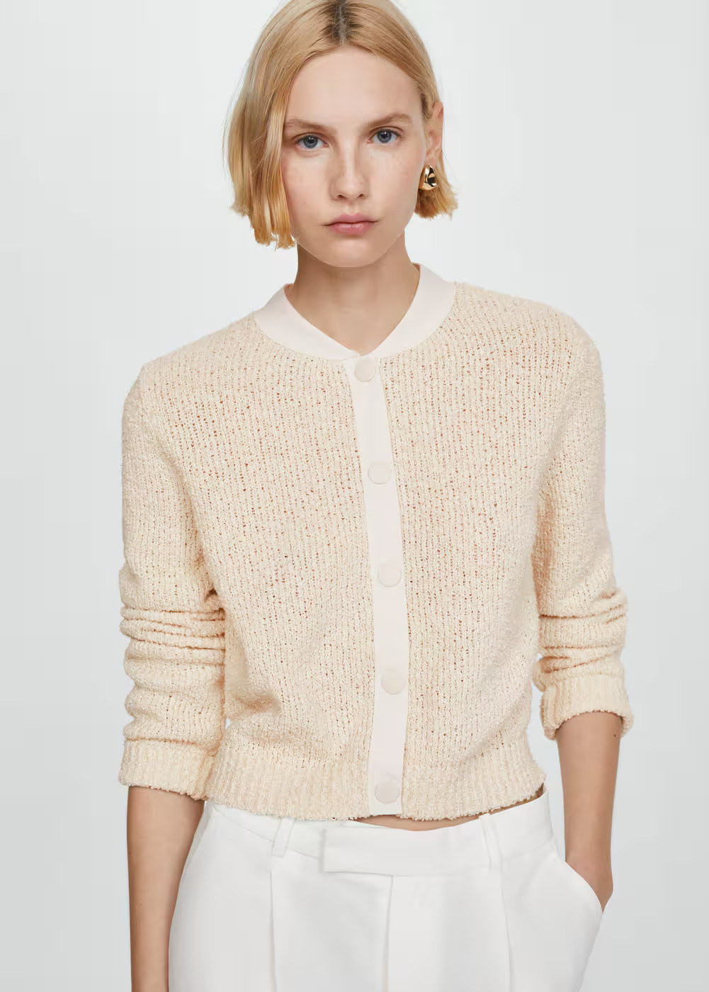 Contrast edge cardigan -  Women | Mango USA | MANGO (US)