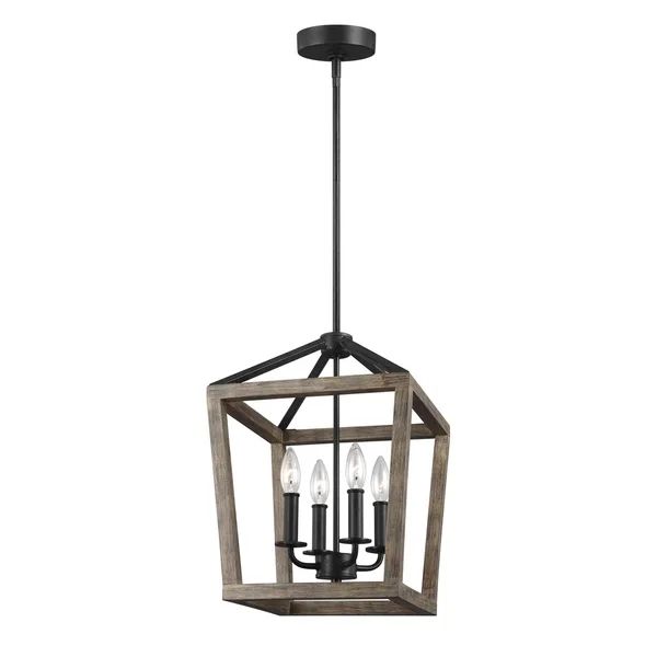 Feiss Gannet 4 Light Weathered Oak Wood / Antique Forged Iron Chandelier | Bed Bath & Beyond