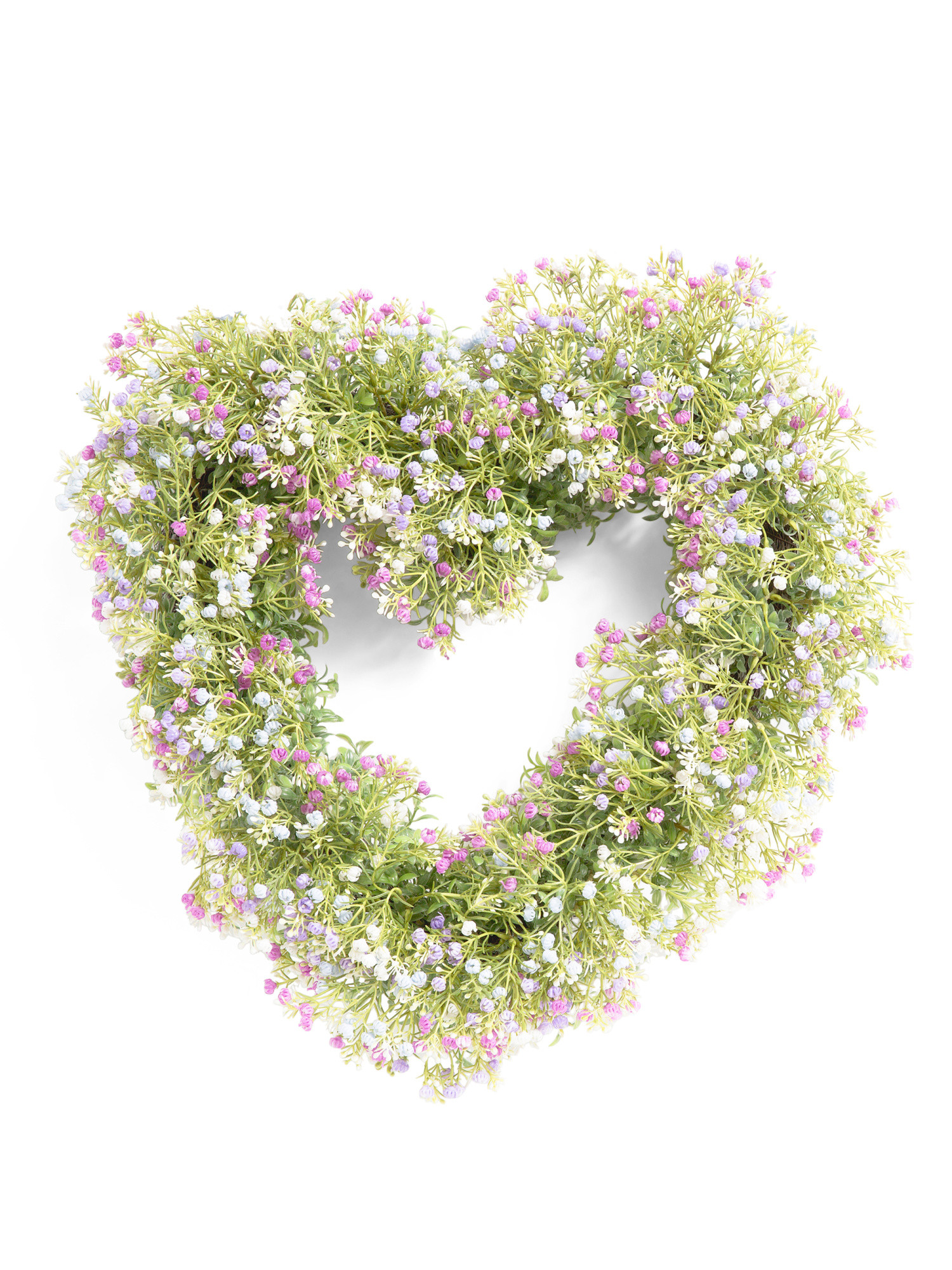 24in Faux Baby's Breath Heart Wreath | TJ Maxx