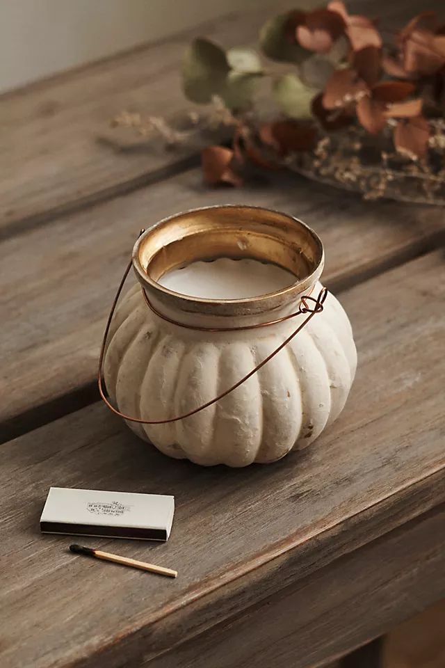 Rosy Rings Distressed Pumpkin Candle | Anthropologie (US)