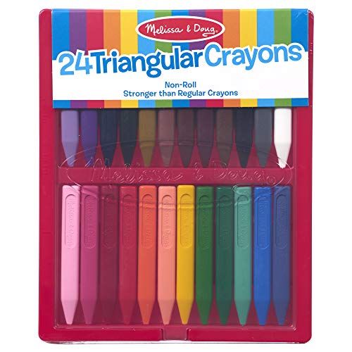 Melissa & Doug Triangular Crayons - 24-Pack in Flip-Top Case, Non-Roll | Amazon (US)