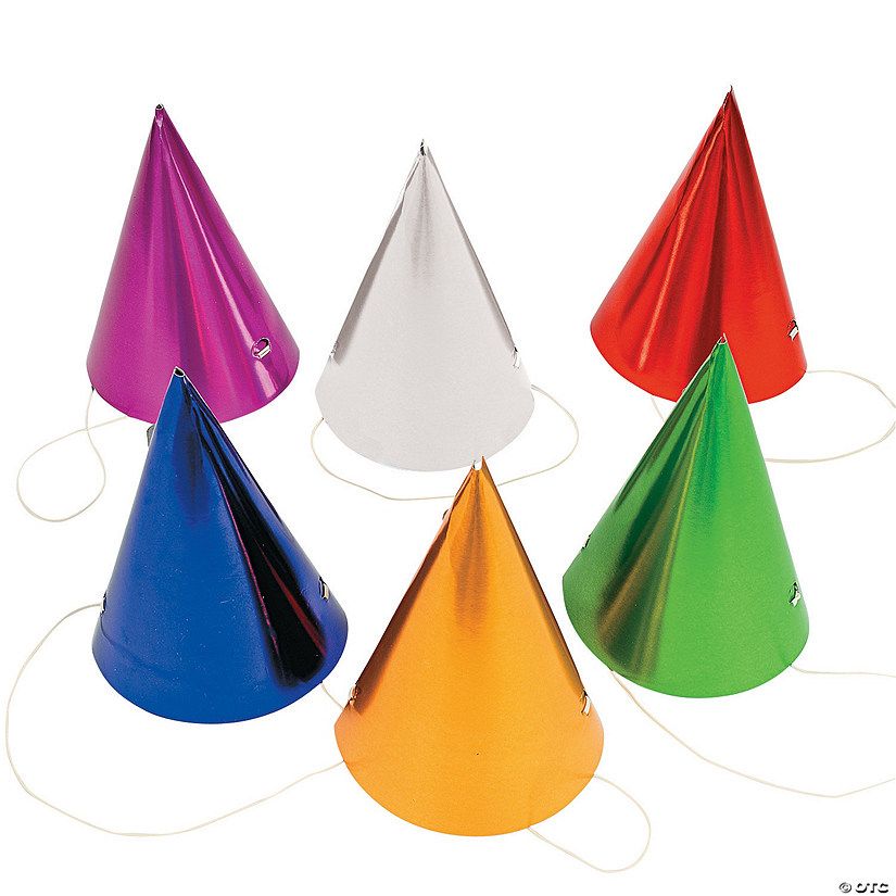 Metallic Cone Hats Assortments - 12 Pc. | Oriental Trading Company