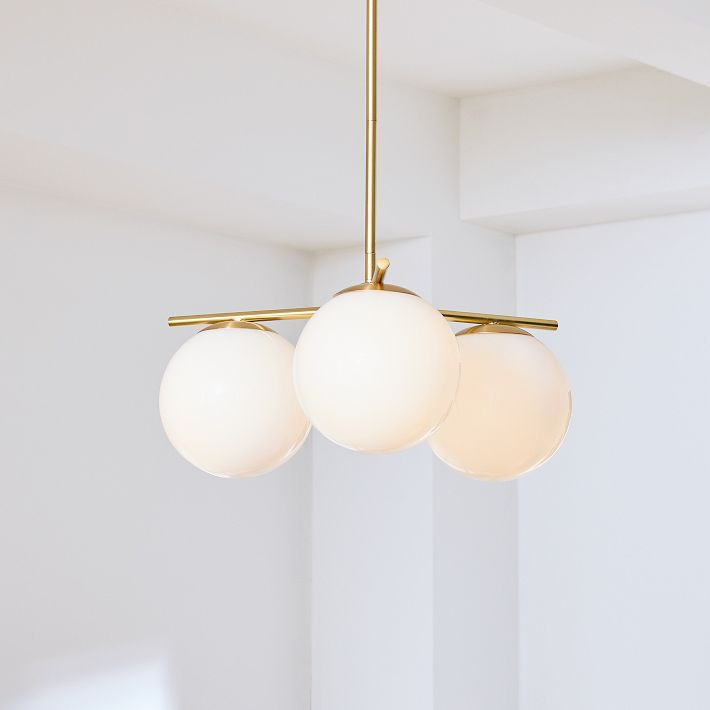 Sphere & Stem 3-Light Chandelier - Milk | West Elm (US)